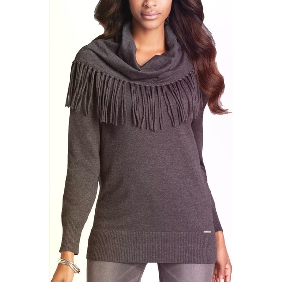 Michael KORS Cowl Neck Fringed Sweater Sz M - Picture 1 of 10